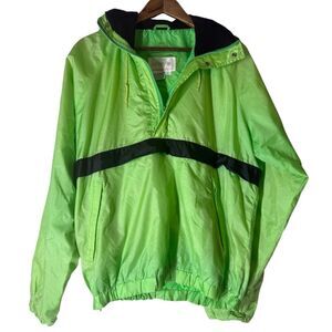 Vintage 80s Hotstuf Neon Green Wind Breaker Sz L Boxy Retro Gorpcore Disco